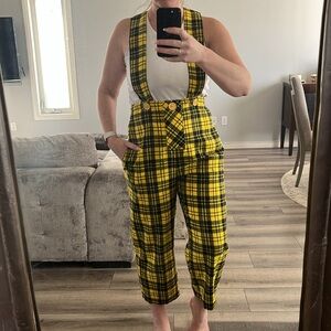 Vintage Sweet Baby Jane yellow and black plaid overalls medium